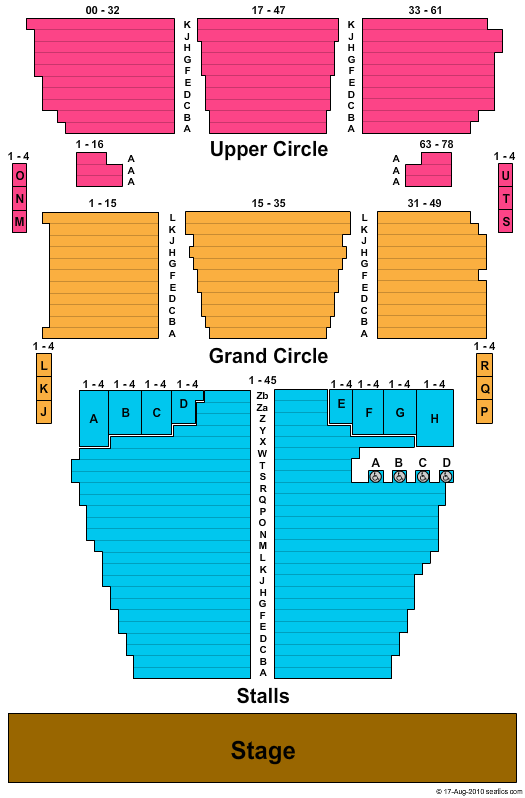 Hippodrome - Bristol End Stage Seating Chart